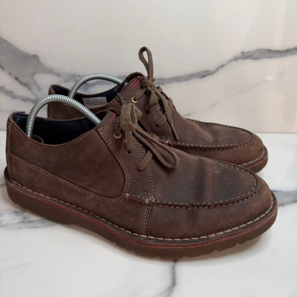 Clarks Men's Brown Leather Vargo Vibe Oxford Shoes Sz 9.5 Casual Closet Staple